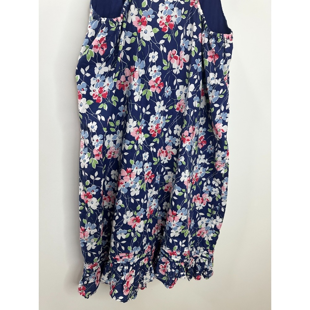 Ralph Lauren Girls Navy Blue Pink Floral Ruffle Cotton Sundress Size 16 Kids - Picture 10 of 11